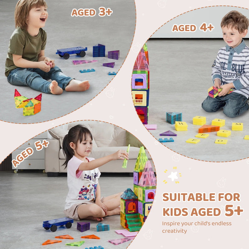 Kids Magnetic Tiles Mega Pack - 121 Pieces