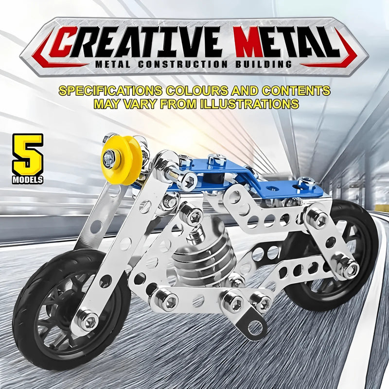5-in-1 Metal Motorcycle Erector Set for Kids