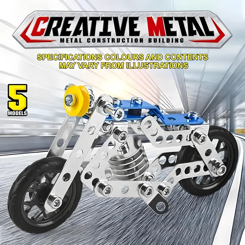 5-in-1 Metal Motorcycle Erector Set for Kids