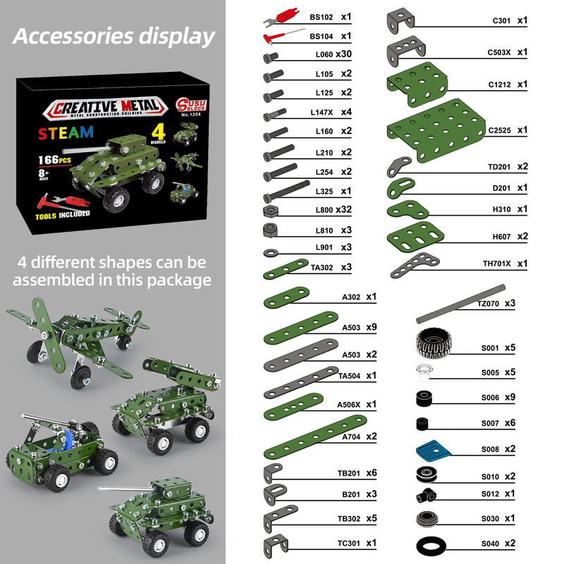 166pcs Military Metal Building Set