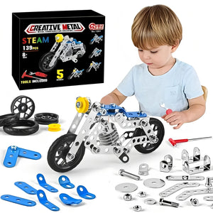5-in-1 Metal Motorcycle Erector Set for Kids